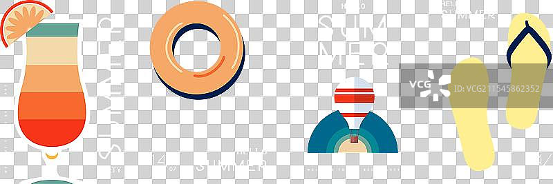 复古夏季海报与夏季元素图片素材