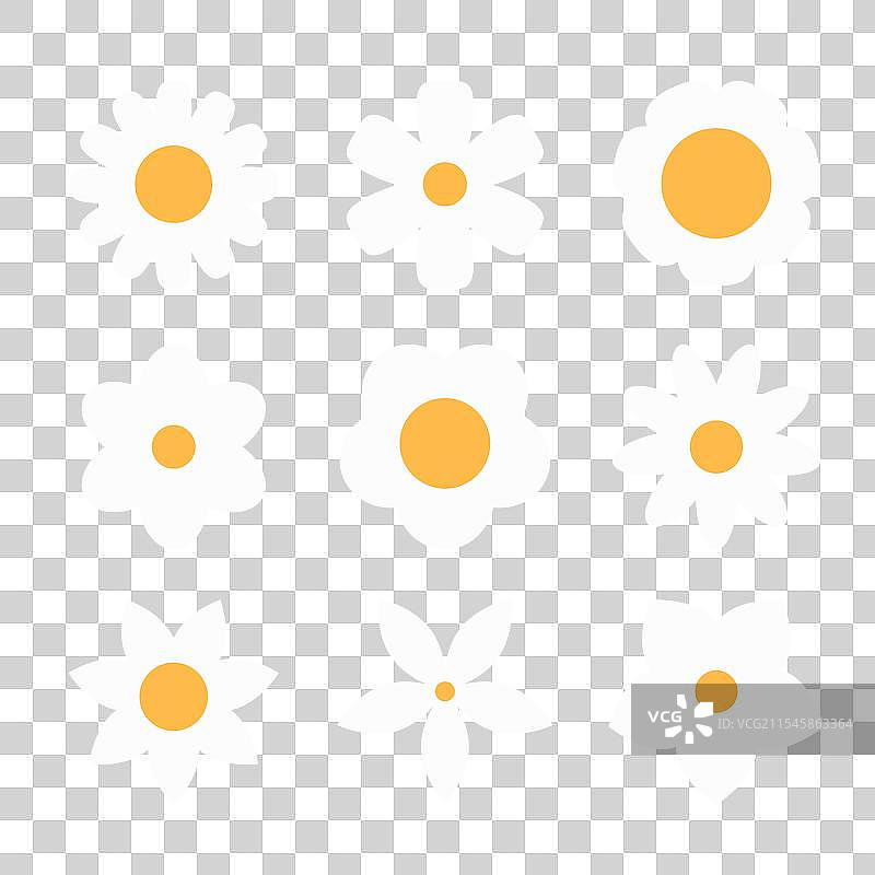 可爱的小白菊和洋甘菊图标九件套图片素材