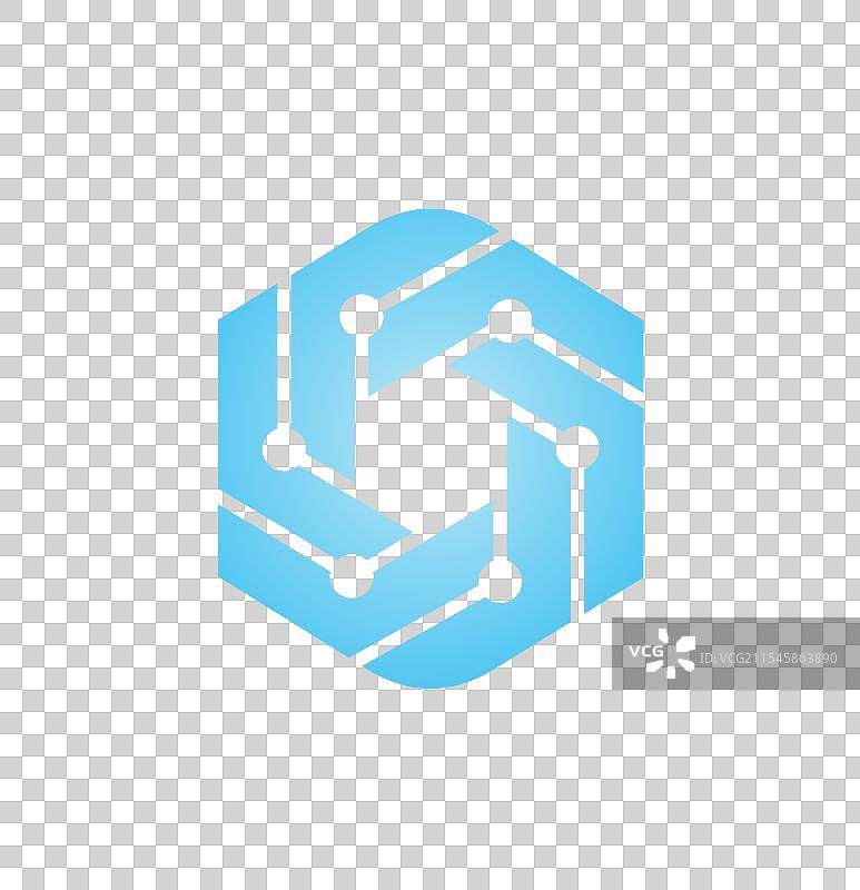 六边形电路线标志设计图片素材