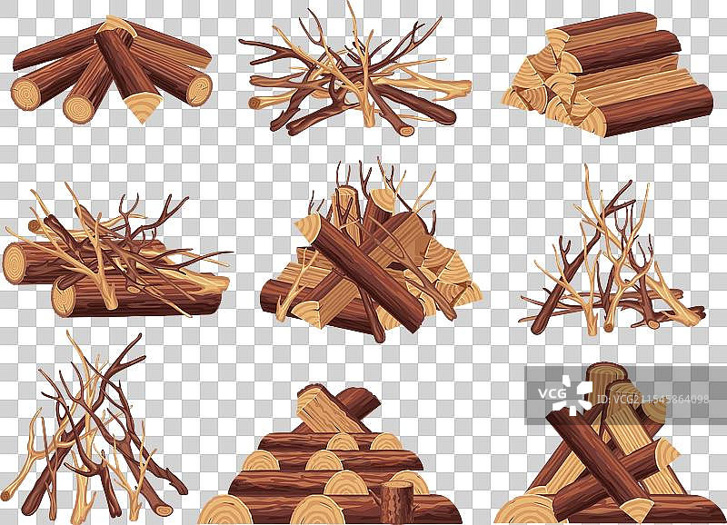 卡通风格的营火木柴堆图片素材