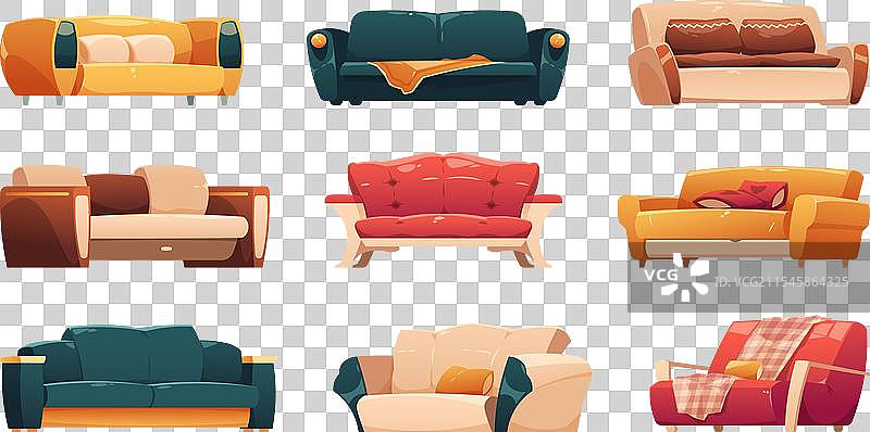 现代舒适的卡通沙发和沙发椅图片素材