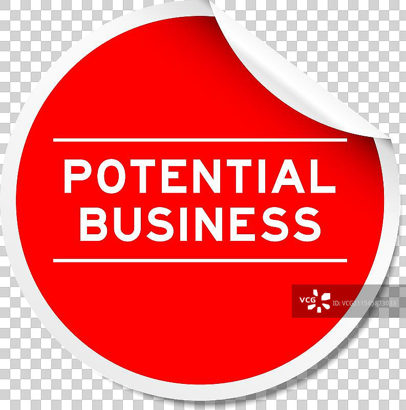 红色剥离贴纸标签，上面写着“潜力”图片素材