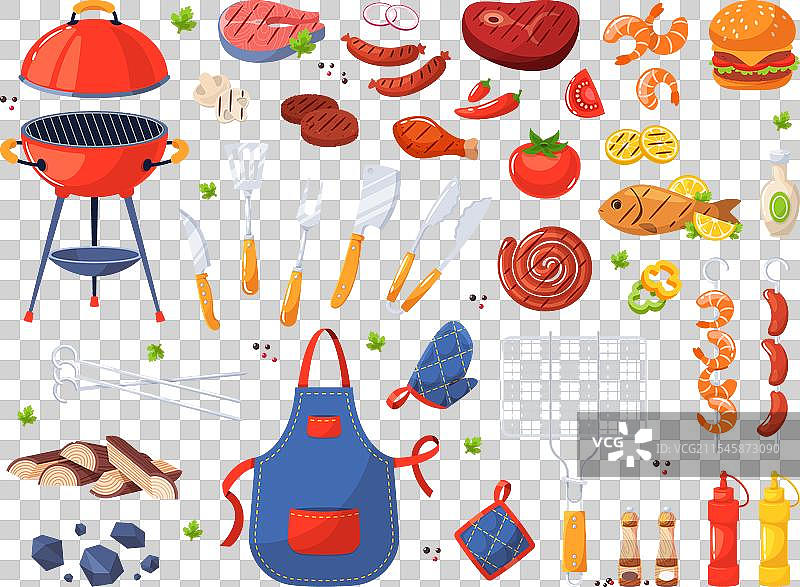 卡通烧烤元素，烤肉和图片素材