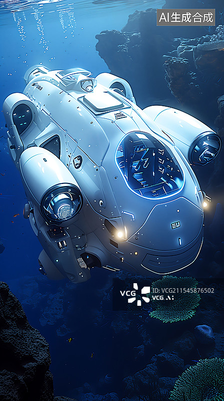 【AI数字艺术】3D渲染深海探测器图片素材