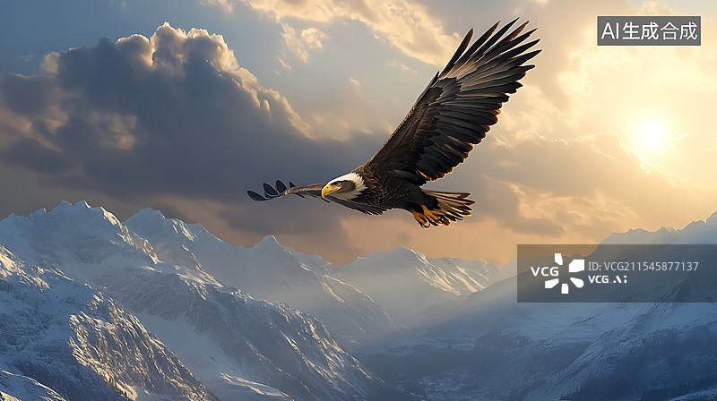 【AI数字艺术】天空中飞翔的雄鹰图片素材