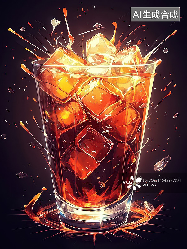 【AI数字艺术】冰块饮料插画图片素材