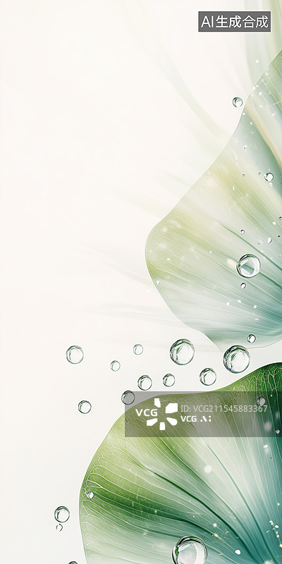 【AI数字艺术】清新明亮水面涟漪上漂浮的荷叶荷花3D立体插画图片素材