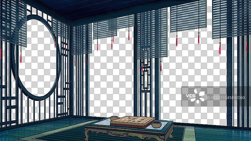 古建筑小屋门庭插画元素图片素材