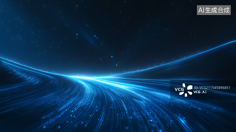【AI数字艺术】蓝色背景下，粒子组成的环形道路科技背景图图片素材