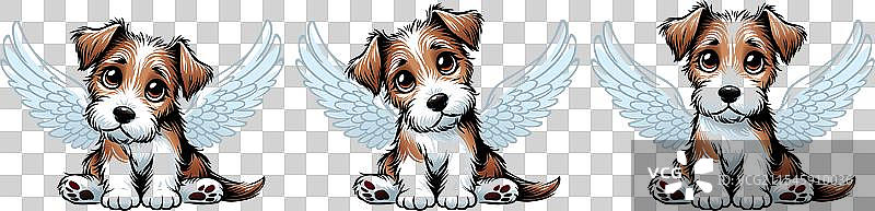 小毛茸茸的好奇小狗，长着天使的翅膀图片素材