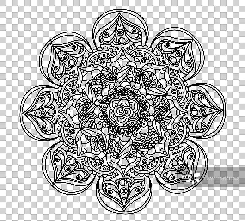 曼陀罗花手绘涂色书页图片素材