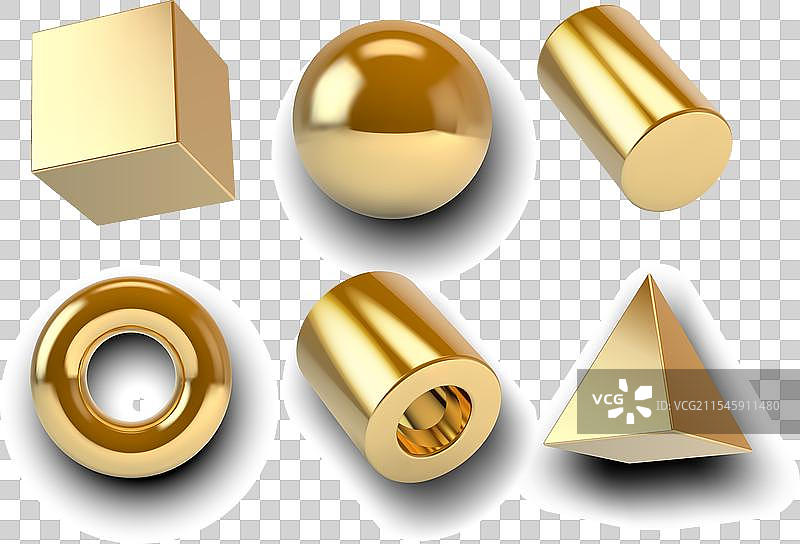 金色三维形状的集合图片素材