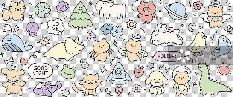 可爱的手绘儿童图标集，涂鸦风格的太阳图案图片素材