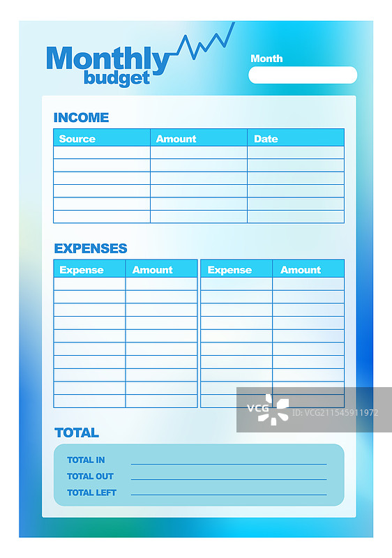 每月预算模板可打印A4纸图片素材