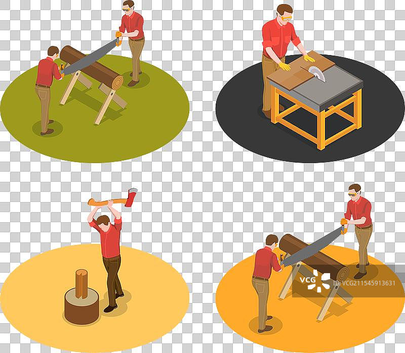 伐木工人在工作场景中图片素材