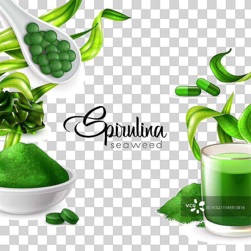 螺旋藻海藻框架背景图片素材