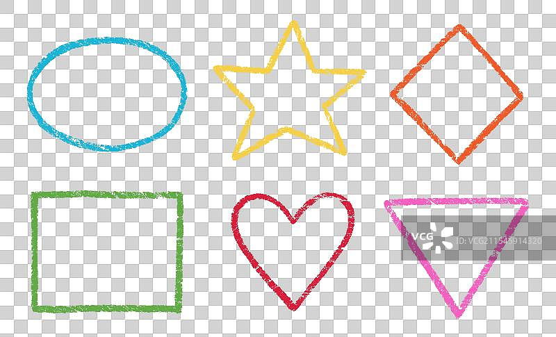 蜡笔粉笔儿童框架套装 圆形 方形 心形图片素材