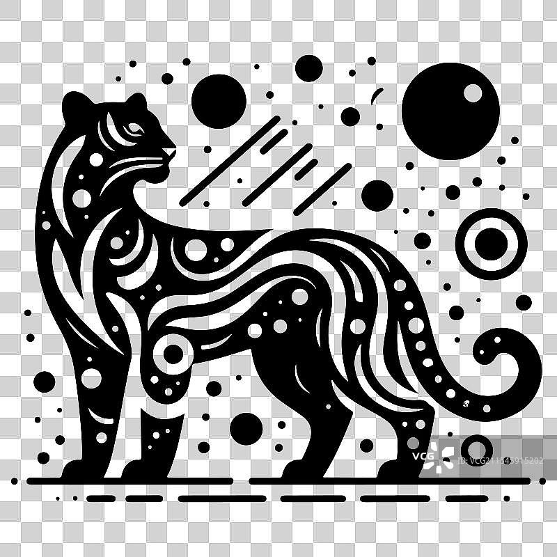 神秘的豹子剪影与天体图片素材