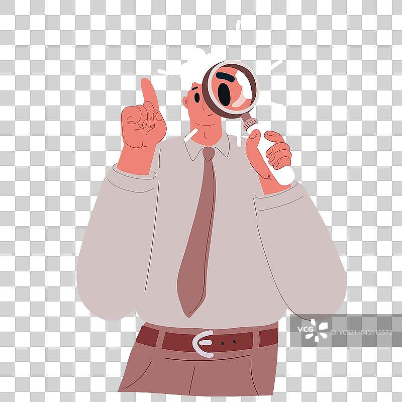 严肃的年轻男性侦探手持放大镜图片素材