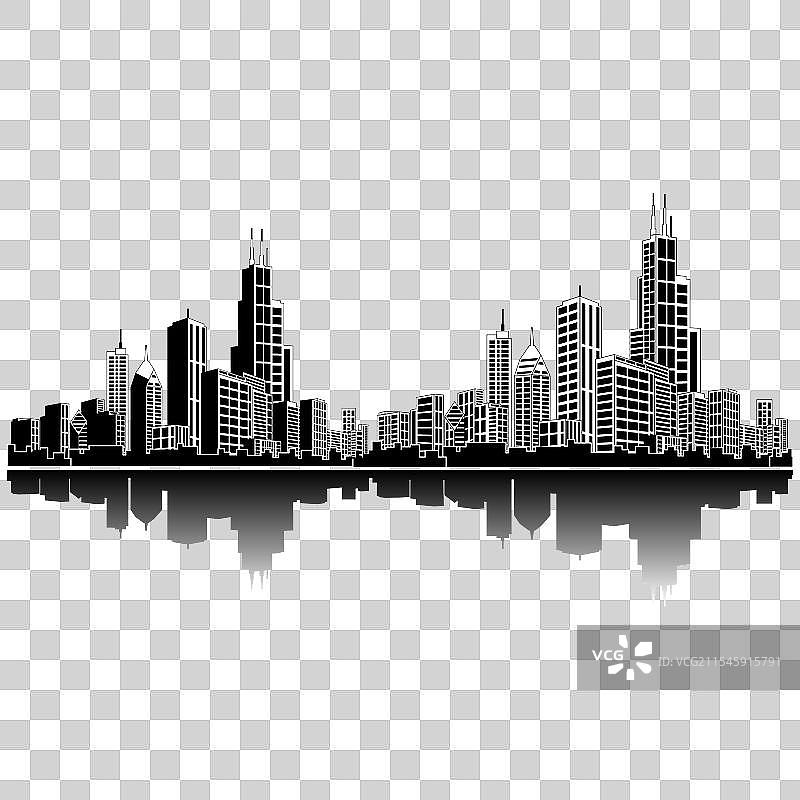 城市天际线建筑剪影图片素材