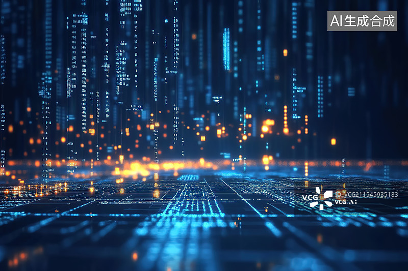 【AI数字艺术】粒子点线虚拟数字空间科技背景图片素材