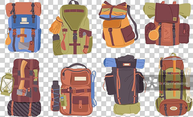 不同的旅行背包适合露营使用图片素材