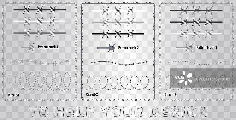 一组不同扭曲的铁丝网图片素材