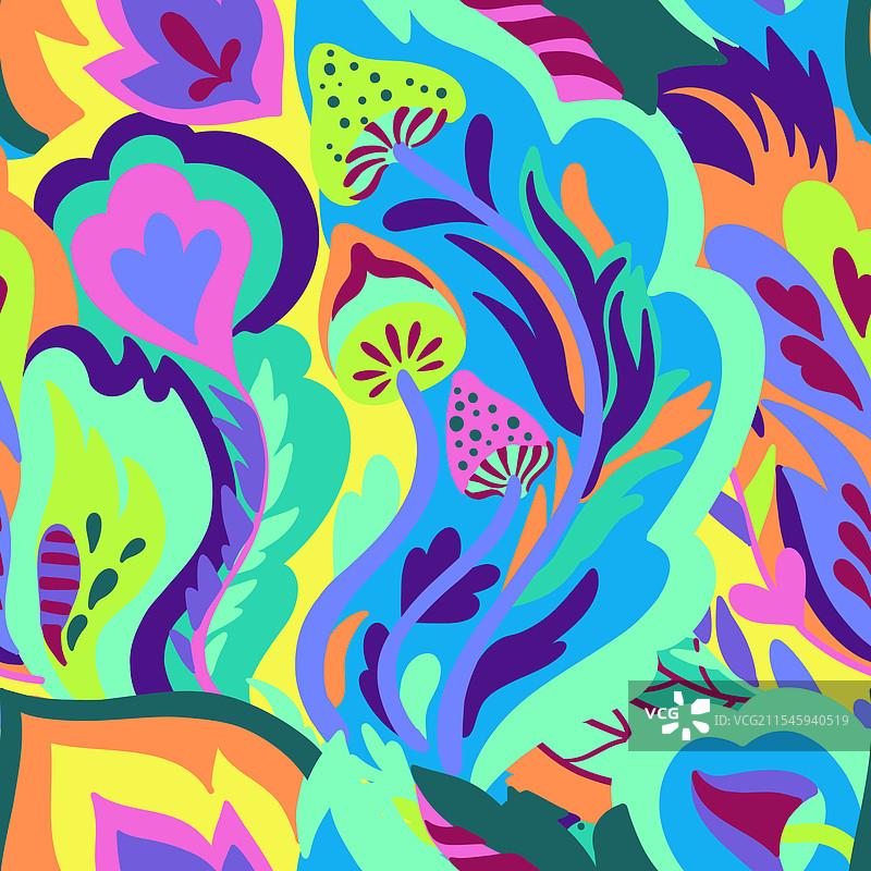 色彩斑斓的无缝花卉混乱图案图片素材