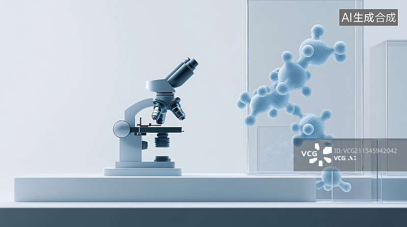 【AI数字艺术】实验室，科研，实验室显微镜下的特写镜头图片素材