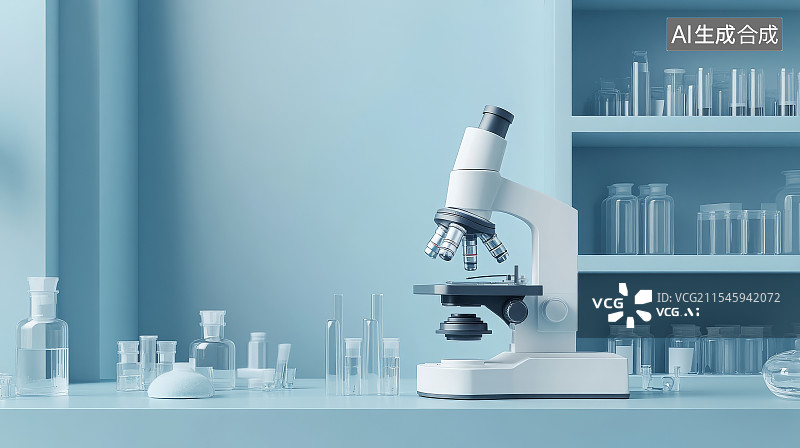 【AI数字艺术】实验室，科研，实验室显微镜下的特写镜头图片素材