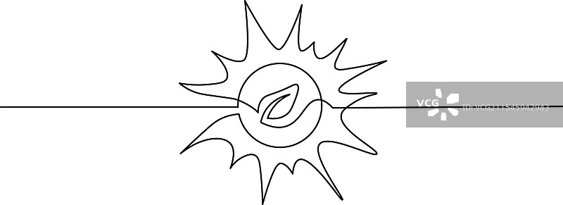 一条线条的叶子和太阳图片素材