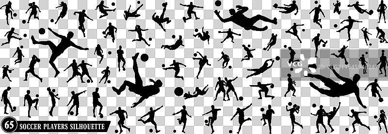 足球运动员剪影合集图片素材