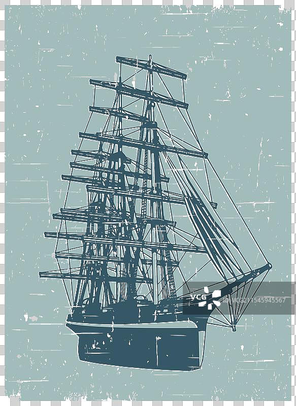 复古帆船海报图片素材