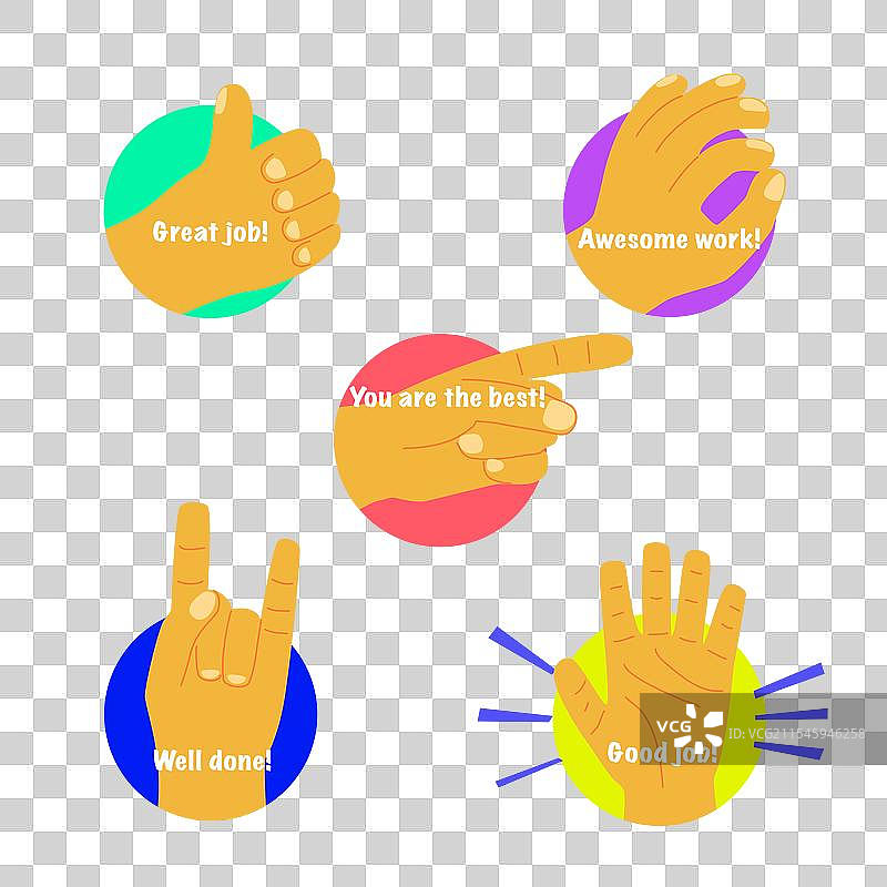 卡通风格的不同手势与职业图片素材