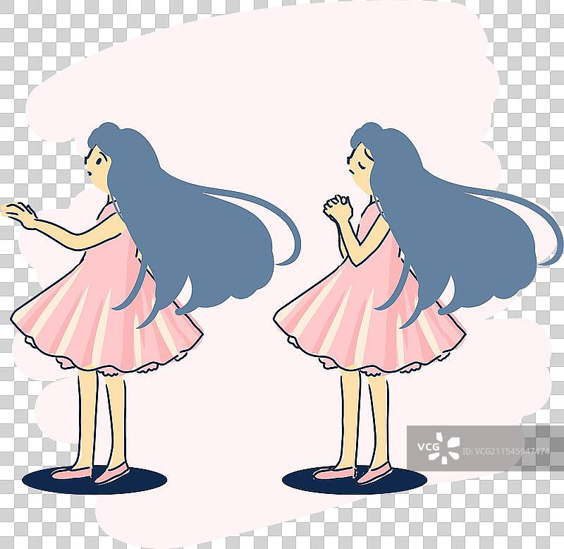 信仰与渴望，年轻女孩伸手祈祷图片素材