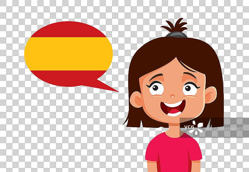 快乐的女孩在说西班牙语的卡通形象图片素材