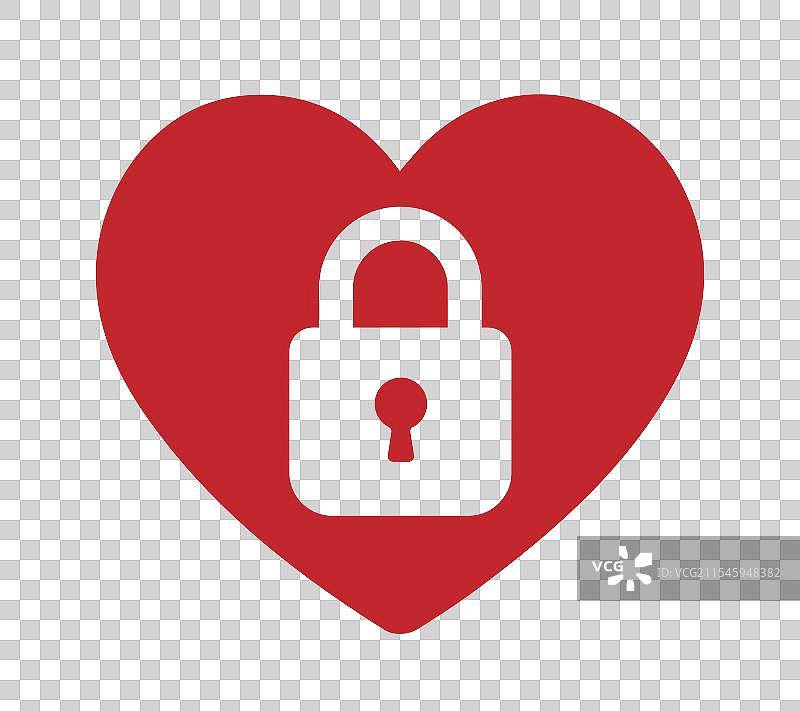 锁住的心形图标，心中带锁的标志图片素材