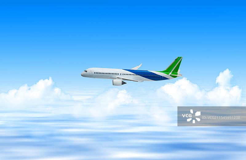 中国制造，平流层飞行的中国商飞C919客机图片素材