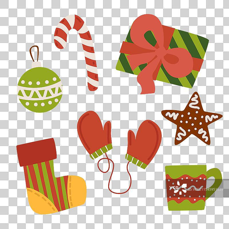 新年和圣诞节礼物袜子玩具图片素材