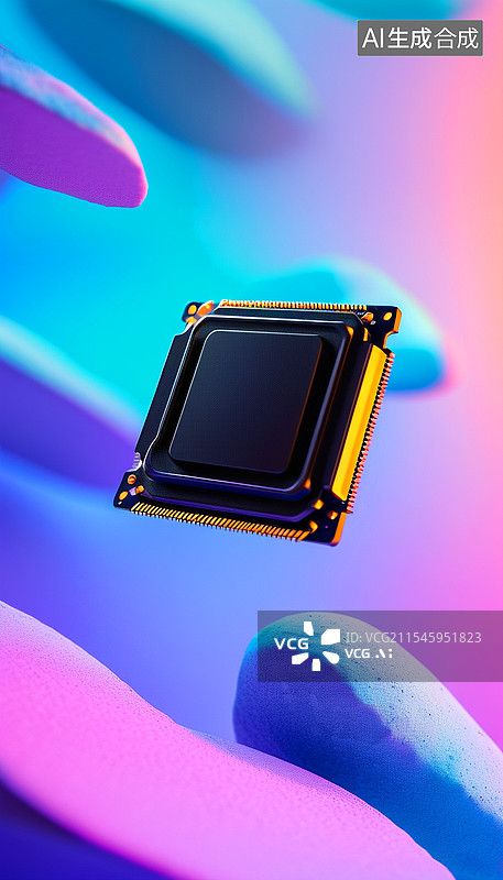 【AI数字艺术】科技CPU芯片背景图片素材