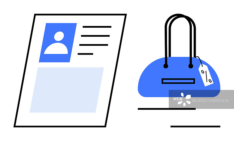 个人资料文件和蓝色手提包图片素材