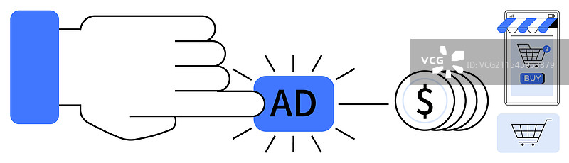 在线广告促进购物和收入图片素材