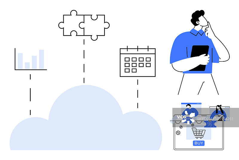 商人思考云解决方案图片素材