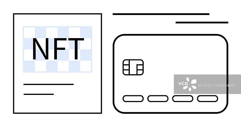数字NFT卡片概念与简化信用图片素材
