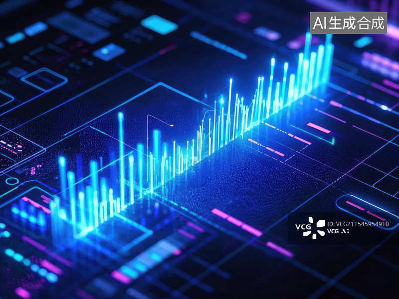 【AI数字艺术】数据波动与市场趋势，经济数据可视化分析图片素材