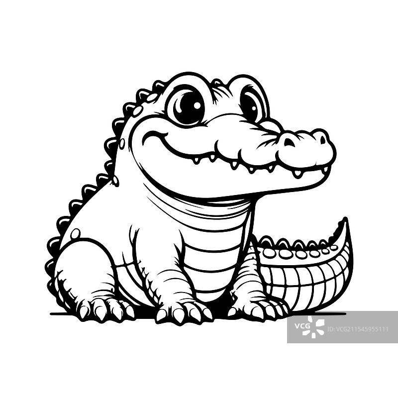 鳄鱼线条艺术涂色页图片素材