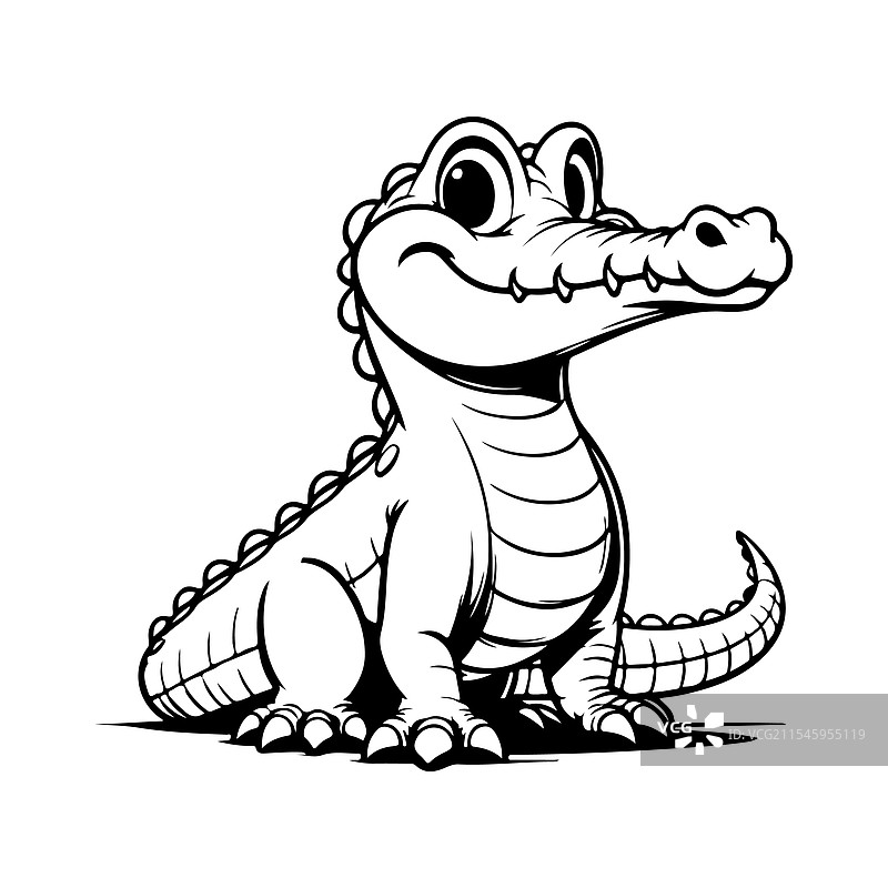 鳄鱼线条艺术涂色页图片素材