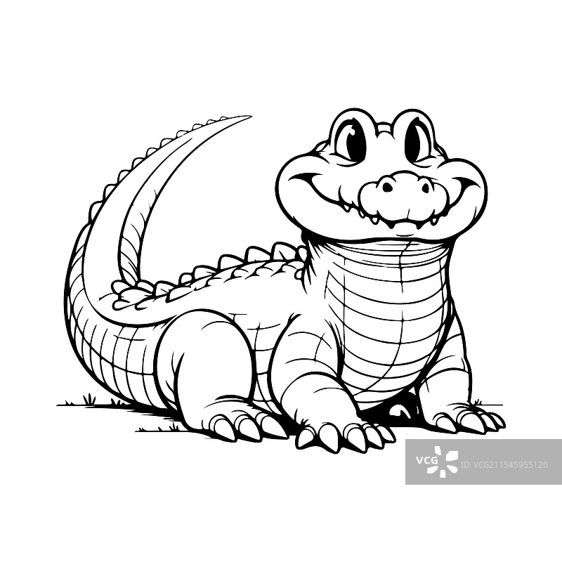 鳄鱼线条艺术涂色页图片素材