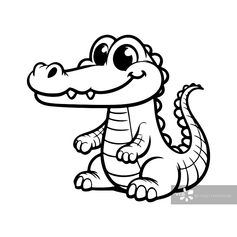 鳄鱼线条艺术涂色页图片素材
