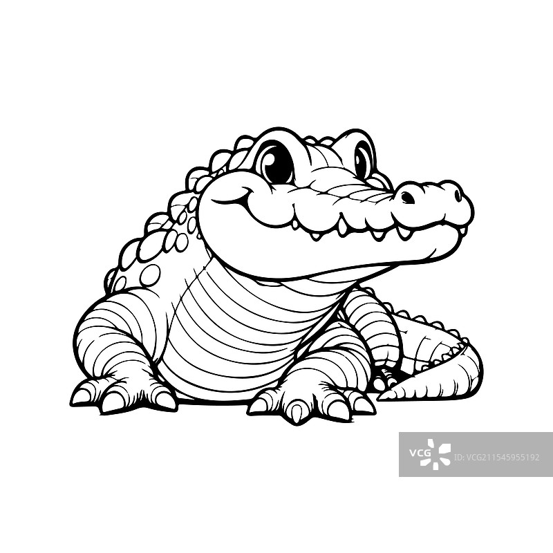 鳄鱼线条艺术涂色页图片素材